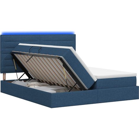 LED-Speicherbett mit Matratze Blau 180 x 200 cm Stoff vidaXL (1/5)