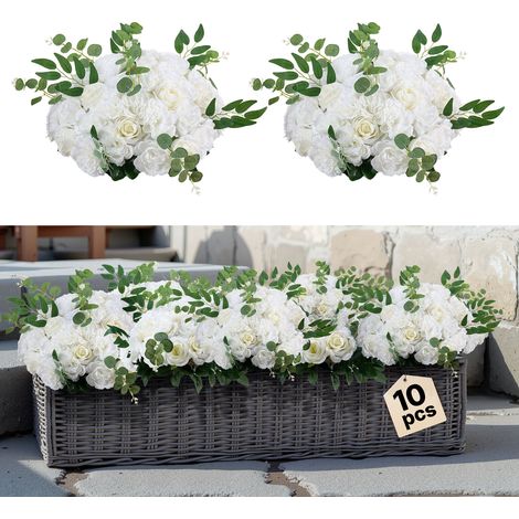 VEVOR Bouquet di fiori artificiali , 10 pezzi, diametro 45 cm, con rose bianche, centrotavola per matrimonio, composizioni floreali finte per centrotavola di nozze e decorazioni per la tavola di casa.
