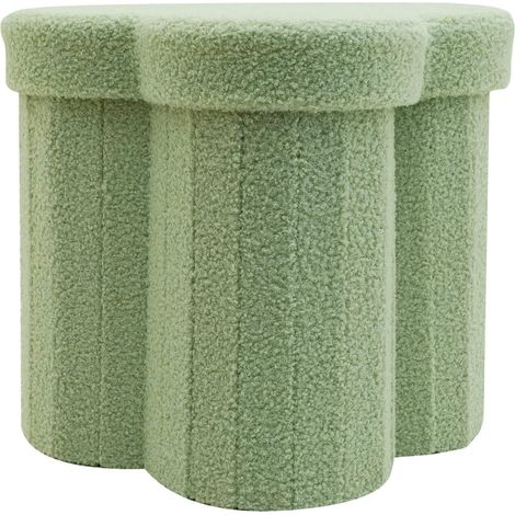 Mobili Rebecca – Pouf de rangement 40x40x40 cm – Tissu polyester effet teddy – MDF – Vert clair – Pliable – Pour chambre enfant (1/5)