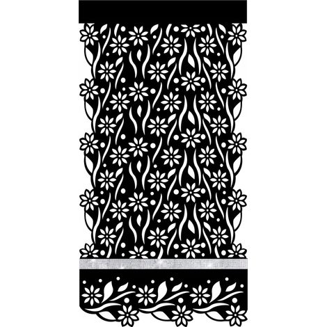 P47 Moderner und eleganter Vorhang mit durchbrochenem Muster und glamourösem Blumenmuster, 60 x 120 cm, schwarz