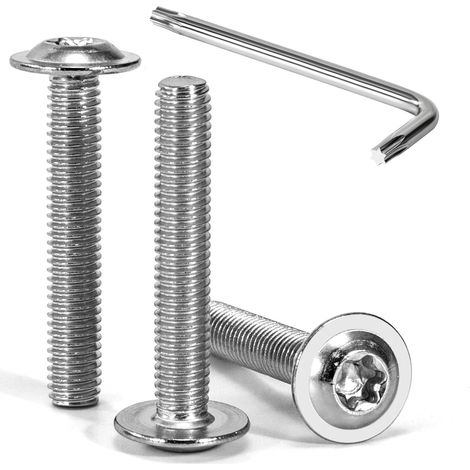 30 Pièces Vis à Tête Bombée Torx avec Bride M5 x 30 mm Vis à Six Pans Creux en Acier Inoxydable A2 V2A Boulons à Tête Hexagonale avec Clé T25 Filetage Complet (1/5)