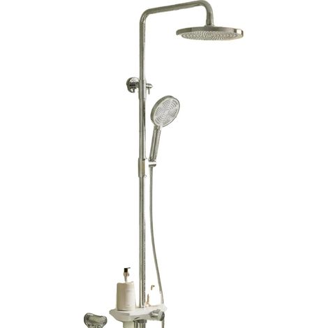 Duschsystem, wandmontiert, mit Regen- und Handbrausefunktion, silberfarben (1/2)