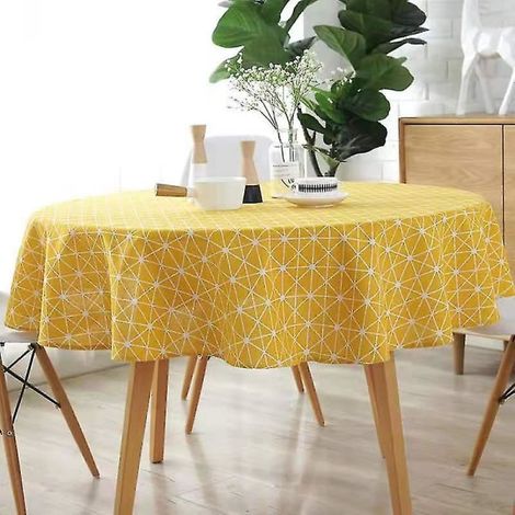 Set de 59 serviettes rondes en polyester et coton, couleur jaune, Ø 180 cm, idéal pour table de fête (1/4)