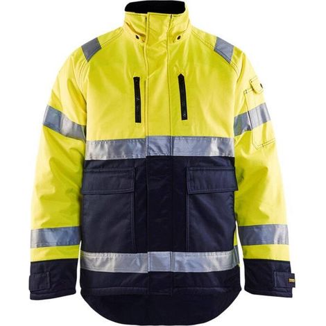 Veste de travail hiver haute visibilité 4828 - Jaune fluo/Marine L (1/4)