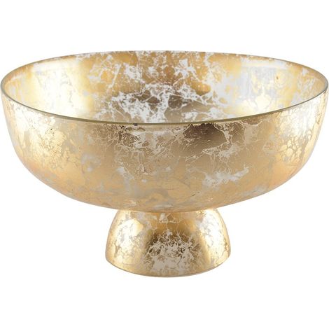 Coupe sur Pied Décorative en Verre Doré pour Fruits et Vide-Poches 27 x 27 x 9 cm - PANGIVO (1/4)