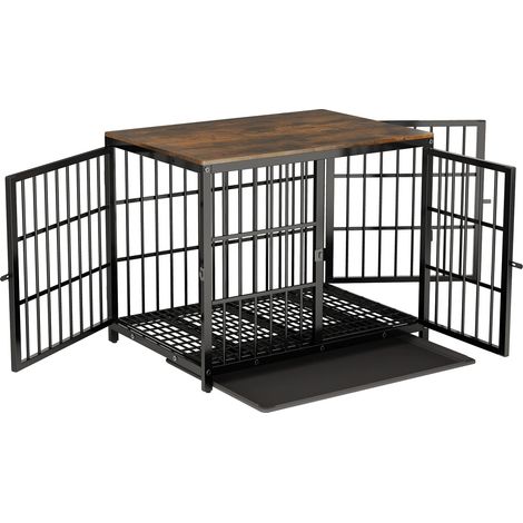 Caisse pour chien, design élégant, accès multi-portes, noir, noir-a, M (1/2)