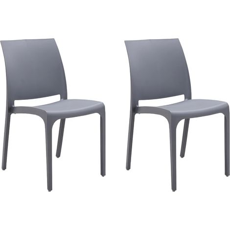GLOUPIE Set 2 Sedie Volga In Polipropilene Grigio,54x46x81Cm,Peso 3,5Kg,Per Interno/Esterno,Made In Italy,Sedie Impilabili (1/5)