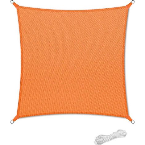 Voile d'ombrage 2x2m Auvent Résistante aux Imperméable pour Patio & Terrasse Jardin de Protection Solaire 90% Une Protection des Rayons UV avec Corde Libre Carré Orange (1/5)