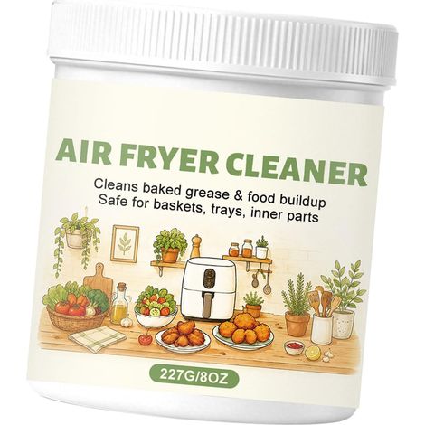 Poudre nettoyante pour friteuse à air de routine pour le nettoyage des dégâts après la cuisson, entretien de la zone intérieure du plateau de panier, rangement compact des pots, entretien ménager (1/5)