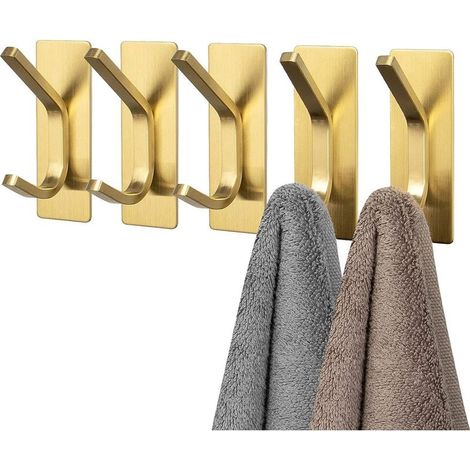 Cintres muraux à coller pour salle de bain, salon, cuisine, crochets adhésifs, porte-serviettes de bain en acier inoxydable sans perçage, crochets muraux antirouille pour manteau, sac, chapeau, clé, p (1/5)