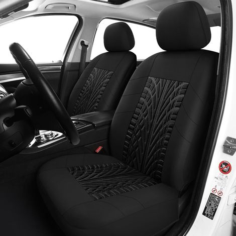 Par de fundas para asientos delanteros de coche, fundas de asiento lavables y transpirables para coches, fundas interiores universales para la mayoría de sedanes, camiones y SUV, color negro (1/5)