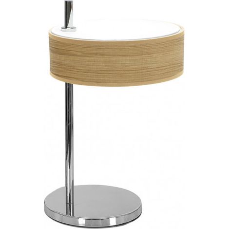 Lampada da tavolo Haiti in cromo/legno chiaro 1xE14 (37x22x26cm) (1/2)