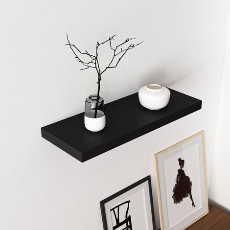 Varena Regalboden, einzelnes Brett, 60x23x4h cm Schwarz (1/5)