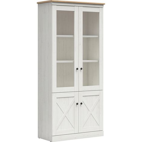 Vaisselier 4 portes Victoria Blanc et Bois