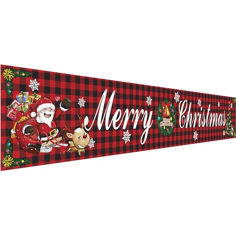 Guirnalda de Feliz Navidad, Poliéster Rojo con Muñeco de Nieve, Decoración para Interiores y Exteriores (1/5)