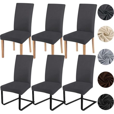 Stuhlhussen 6er Set für Schwingstühle, Stretch, Dunkelgrau