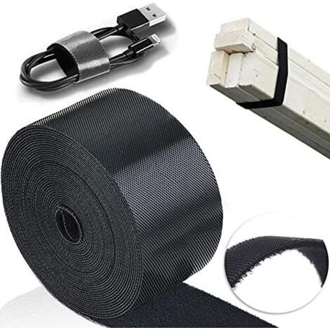 Attache Câble Scratch, 50mm X 5M Non Adhésif Serre Bande pour Cable Gestion, DIY Artisanat et Fixation des Rideaux, Réutilisables Management Scratch Rouleau Accueil Bureau - (1/5)