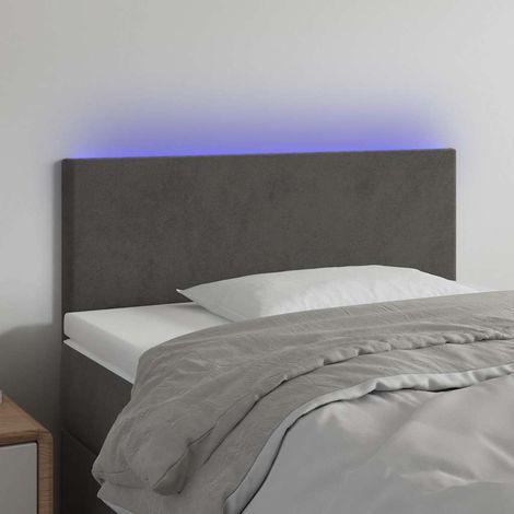 Tête de lit LED gris foncé en velours 90 x 5 x 78/88 cm, hauteur réglable - PANGIVO (1/5)