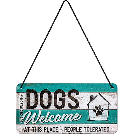 Nostalgic-Art Targa da Appendere Dogs Welcome – Idea Regalo per Proprietari di Cani, in Metallo, Decorazione con Design Vintage, 10 x 20 cm (1/5)
