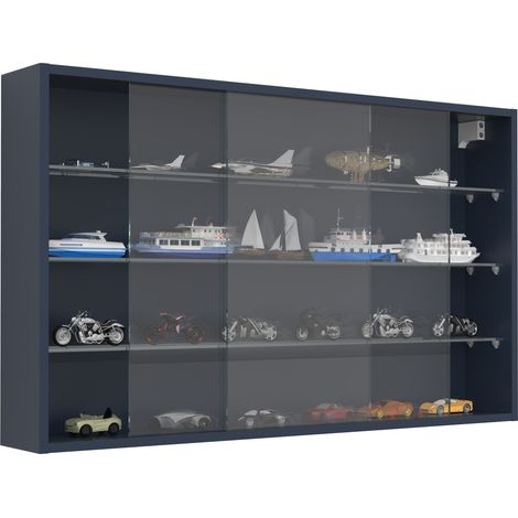 Vitrine murale Drivalo H. 60 cm – L. 100 cm – P. 15 cm – Verre et acier – Montage mural sécurisé pour objets décoratifs – VCM