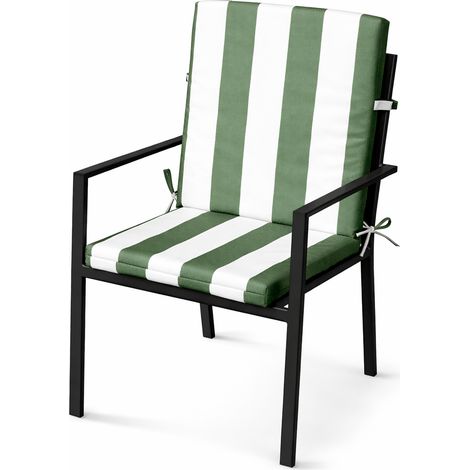 Coussin de fauteuil assise et dossier imperméable à rayures ARCACHON Vert Olive 40x90 cm (1/5)