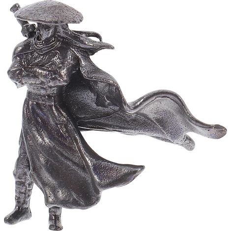 Figurine Décorative Samouraï Asiatique Miniature en Cuivre Noir pour Bureau et Salon, Ornement Vintage Élégant pour Collectionneurs et Ambiance Raffinée (1/5)
