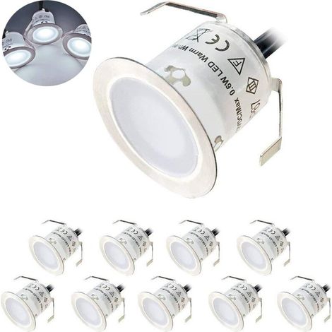 10er-Pack Mini-LED-Außenstrahler IP67 Wasserdicht Tageslichtweiß 4500 K Stehlampe 32 mm 0,6 W DC 12 V für Deck Path Wood Pool Treppen (1/5)