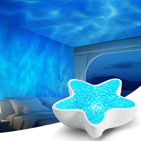 Projecteur d'aurores boréales et de vagues océaniques en forme d'étoile, veilleuse galaxie avec effets dynamiques d'ondulations d'eau, décoration de chambre d'ambiance pour le lit (1/5)