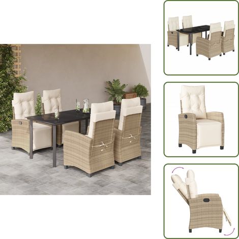 Cuscini da seduta - vidaXL Set da Pranzo da Giardino 5 pz con Cuscini Beige in Polyrattan - Rattan PE