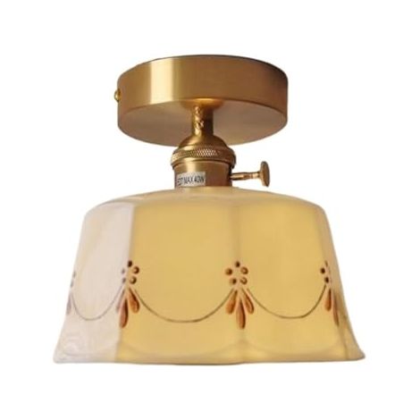 Plafonnier rétro, plafonnier en céramique émaillée peinte à la main, lampes LED E27 avec source de lumière, adaptées aux restaurants, entrées, couloirs et décoration de style campagnard (8 watts, lumi (1/5)