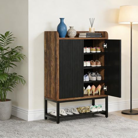 Meuble d'entrée autonome, placard à chaussures grande capacité, meuble de rangement indépendant pour couloir, armoire chaussures spacieuse, mobilier d'accueil pratique (1/5)