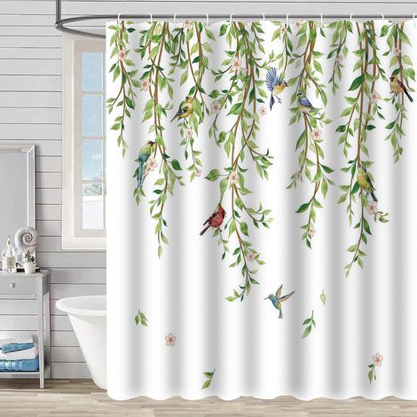 Rideau de douche - Rideau de douche imperméable de haute qualité - Luxueux et pratique - Accessoires de salle de bain - 150 x 180 cm - Motif branches (1/5)