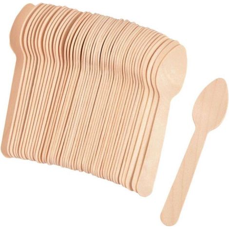 Lot de 25 Mini Cuillères Réutilisables "Verrine" 10cm Naturel