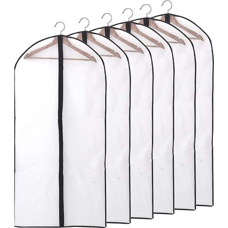 Set mit 12 länglichen Kleidersäcken, 60 x 120/100 cm, transparent, mit Reißverschluss (1/3)