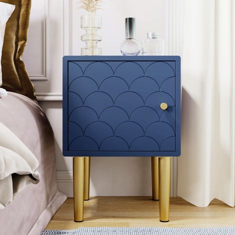 Table de chevet bleu marine-table de nuit-design moderne-compatible tous lits-35x35x50(cm) (1/5)