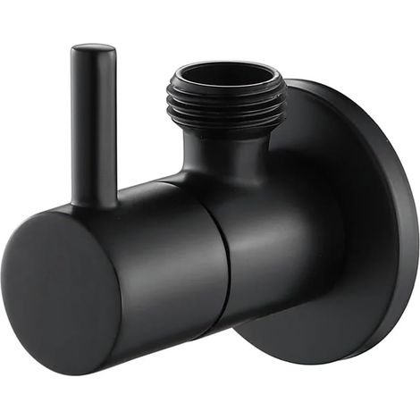 Accessoires de salle de bains, vanne de toilette noire, vannes d'angle d'eau chaude ou froide, robinets de remplissage en laiton for chauffage cuicui (1/5)