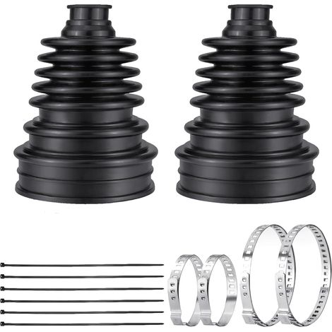 2 Pièces Kit de Soufflet de Cardan, Soufflet Universel en Caoutchouc, Kit de Réparation de Soufflets de Cardan en Silicone, Manchons d'Essieu Universels, Avec Pinces et Attaches de Câbles (Noir) (1/5)