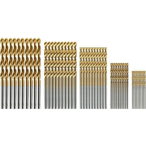 Coffret de 60 forets Vidillo en titane, en forme de torsades, pour le perçage du bois, du plastique et de l'aluminium (doré). (1/5)