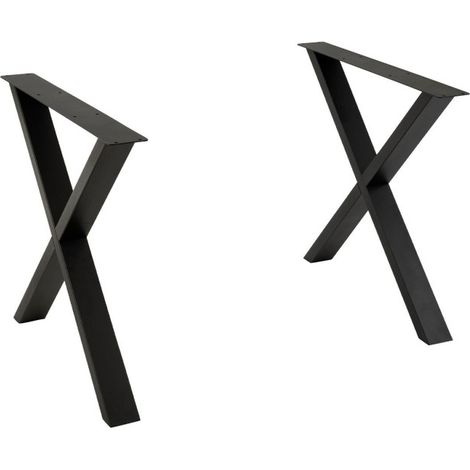 Pieds de Table en Métal Croix "Brant" 72cm Noir (1/5)