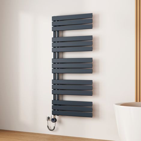 EMKE Sèche-Serviettes Électrique à Thermostat, Minuterie et Puissance Réglable, Anthracite 800W 1320x600 mm