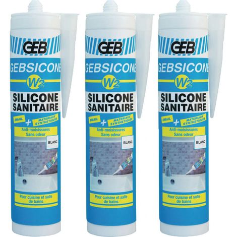 Lot de 3 Mastics silicone d'étanchétité Gebsicone W2 310ml GEB - Couleur: Translucide