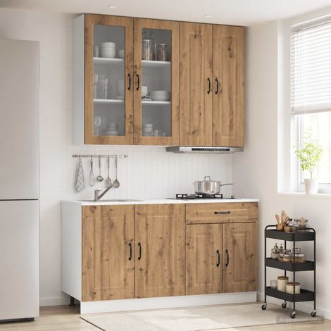 vidaXL Unité de cuisine KALMAR 4 pcs Chêne artisanal Bois d'ingénierie (1/5)