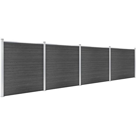 Maison Exclusive - Zaunelement Set WPC 699x186 cm Schwarz