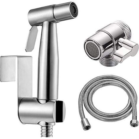 Bidet Edelstahl Handbrause, muslimische Edelstahldusche und Baby-Stoffwindelsprüh-Kit - mit Wasserhahnspender, Schlauch- und Hakentoilette oder Wandhalterung (1/5)