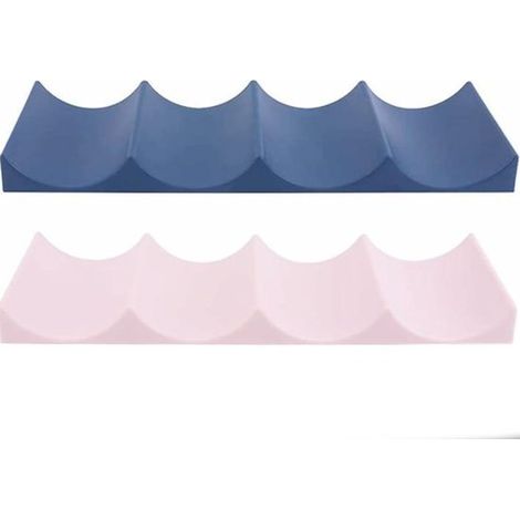 Porte-bouteilles - Lot de 2 - Empilable - Plastique - Rangement pour réfrigérateur - Casier à vin - 29,3 x 9,8 cm - Bleu et rose (1/5)