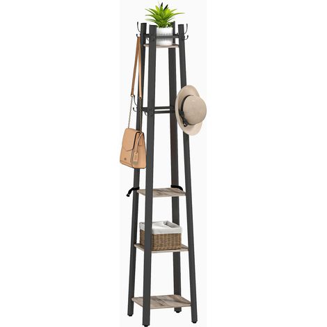 Industrial Four-Tier Coat Rack in Grey and Black - Stylish Storage Solution for Entryway