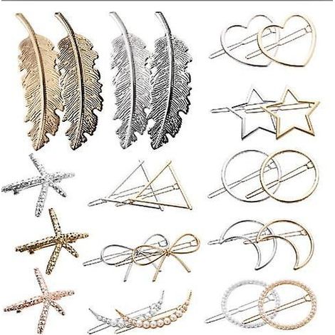 pinces Cheveux Mtal,23 Pices Dainty Creux Gomtrique Barrettes Cheveux Pour Filles Femmes Mtal Pingles Cheveux Bijoux Accessoires (1/4)