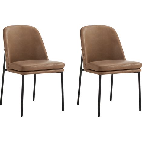 CHITA Polsterstuhl 2er Set ergonomisch mit Rückenlehne, Kunstleder, Metallgestell, Esszimmerstuhl, Bürostuhl, Küchenstuhl, 4-Fuß-Stuhl