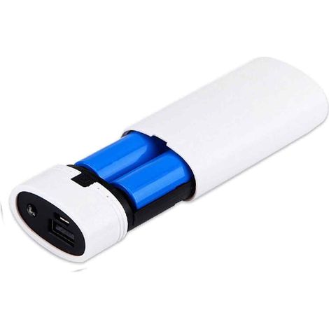 Estuche para 2 baterías recargables 18650, estuche portátil multifuncional con dos puertos USB, pantalla LCD y cargador USB doble.