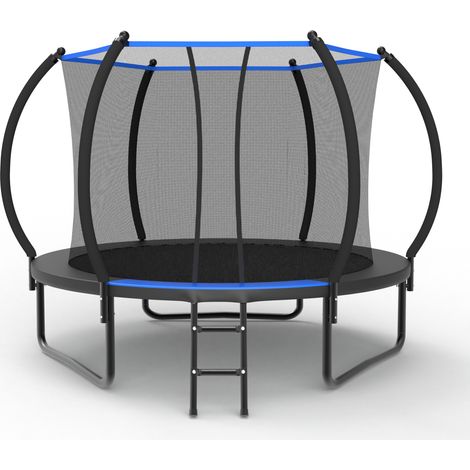 Trampoline rond 305 cm avec filet de sécurité et échelle, structure en acier, extérieur (1/4)
